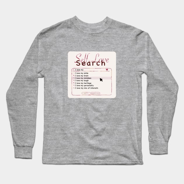 Self-Love Search - Anti Valentine’s Day Google Doodle Long Sleeve T-Shirt by The Cozy Art Club